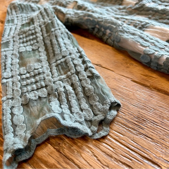 Teal Embroidered Dress with Sleeves - Picture 2 of 5